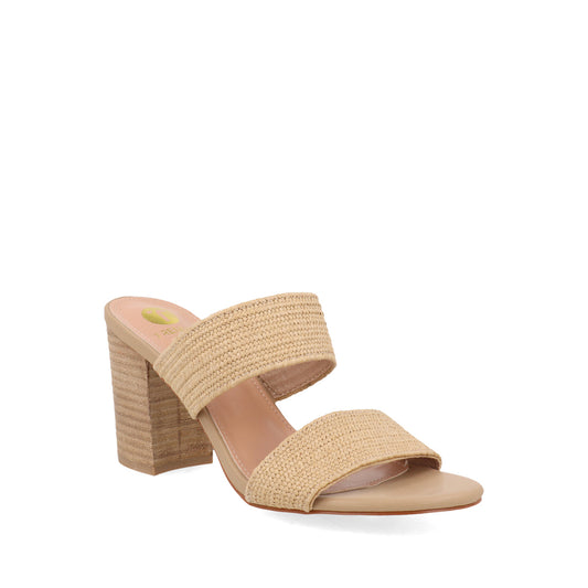 Sandalia Casual Trender color Beige para Mujer con tacon cuadrado