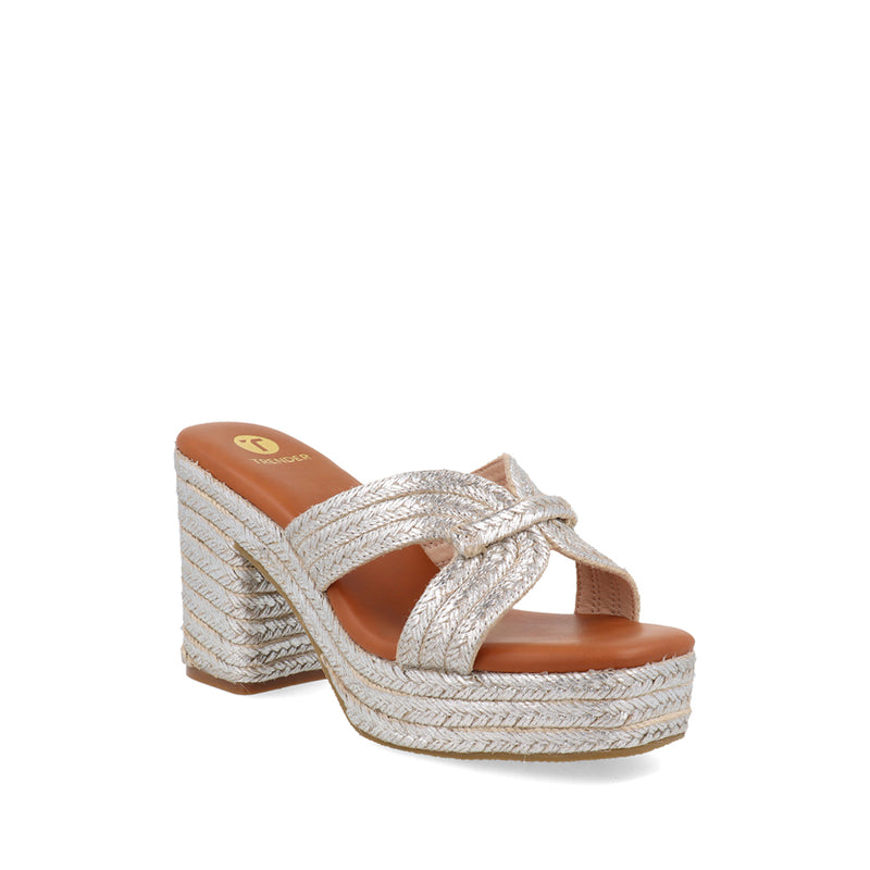 Sandalia Casual Trender color Plata para Mujer
