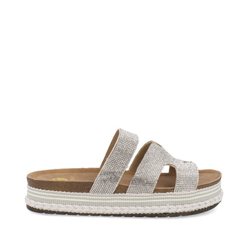 Sandalia Casual Trender color Plata para Mujer con Brillos