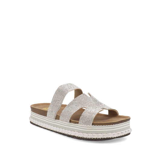 Sandalia Casual Trender color Plata para Mujer con Brillos