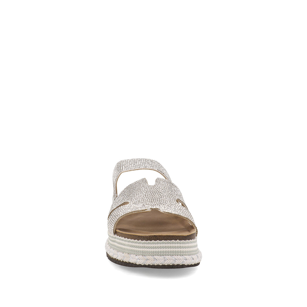 Sandalia Casual Trender color Plata para Mujer con Brillos
