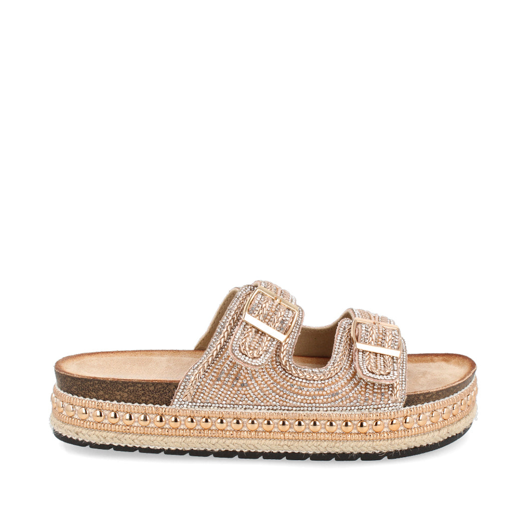Sandalia Casual Trender color Oro para Mujer