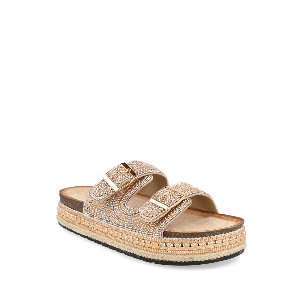 Sandalia Casual Trender color Oro para Mujer