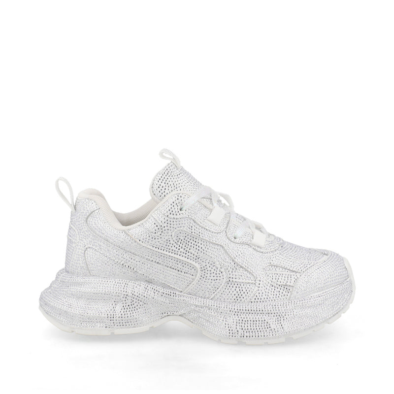 Tenis Urbano Trender color Plata para Mujer con Brillos