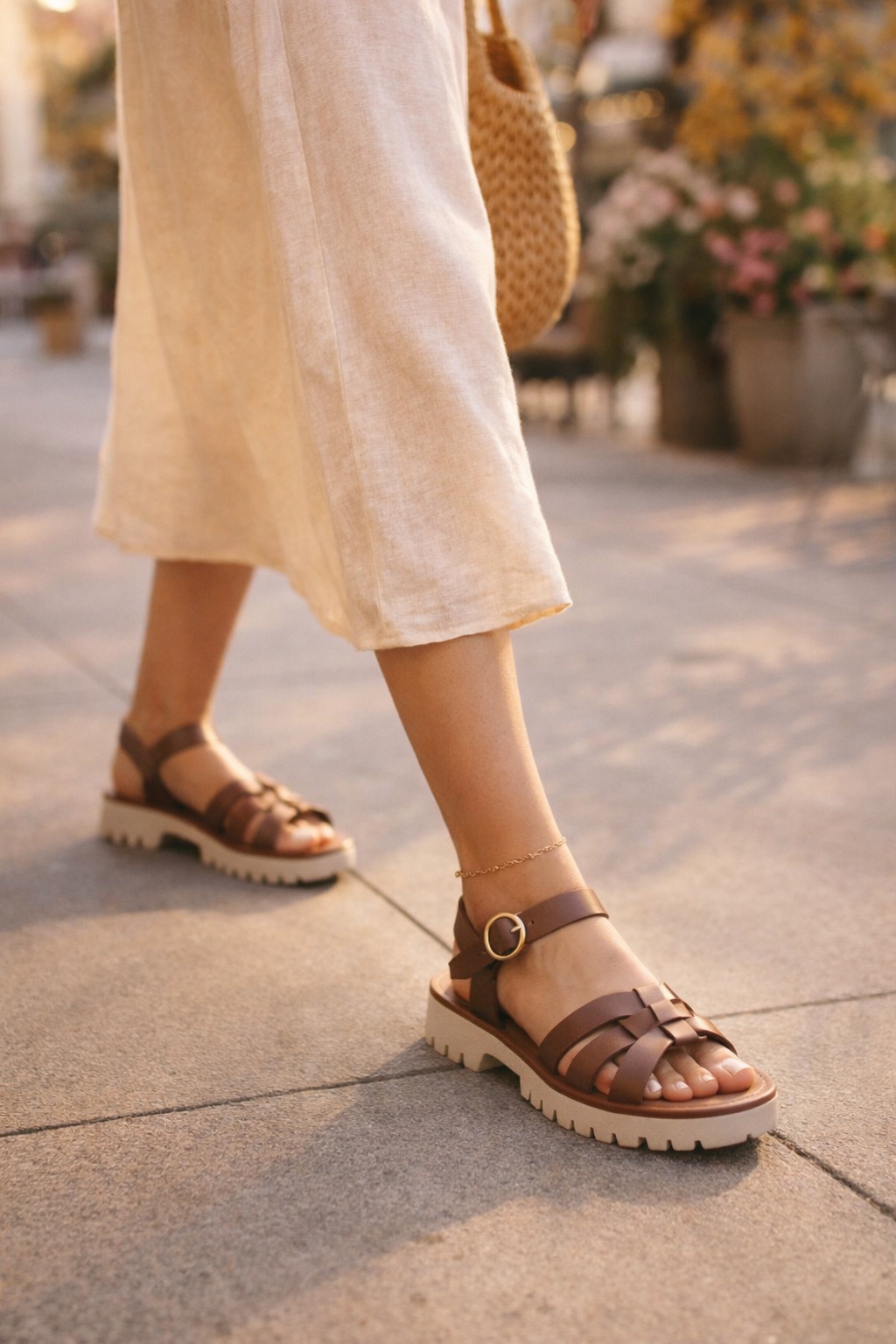 Sandalia Casual Trender color Tan para Mujer