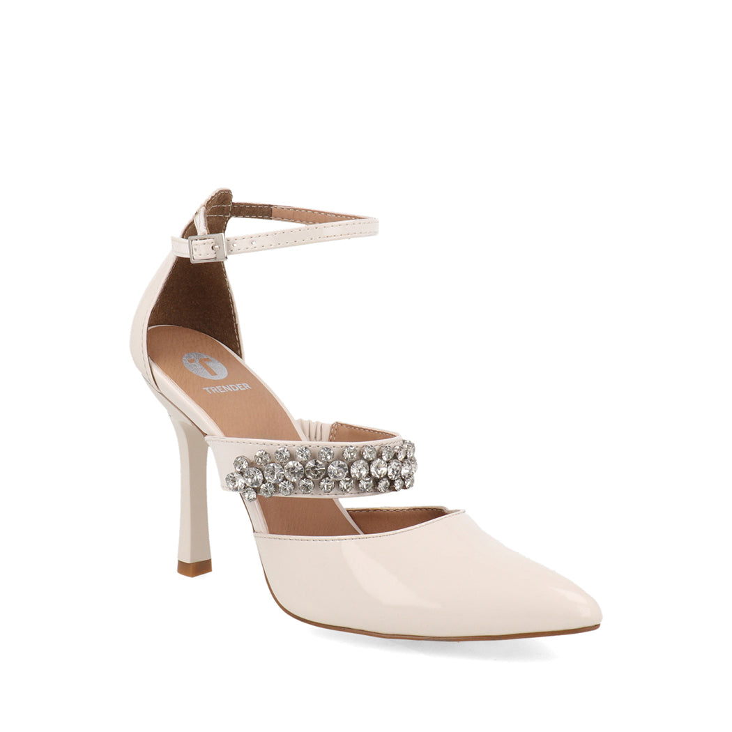 Zapatilla de Vestir Trender color Latte para Mujer con Brillos