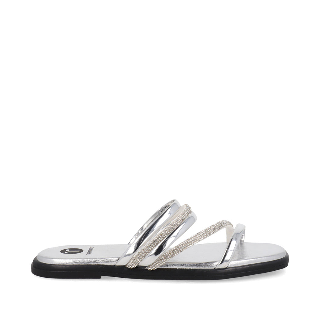 Sandalia Casual Trender color Plata para Mujer con Brillos