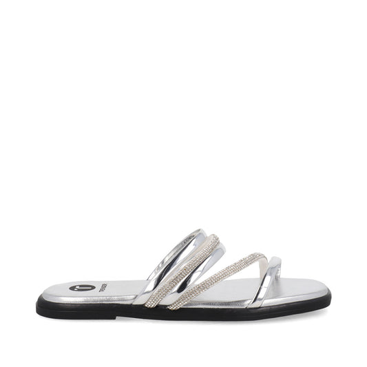 Sandalia Casual Trender color Plata para Mujer con Brillos