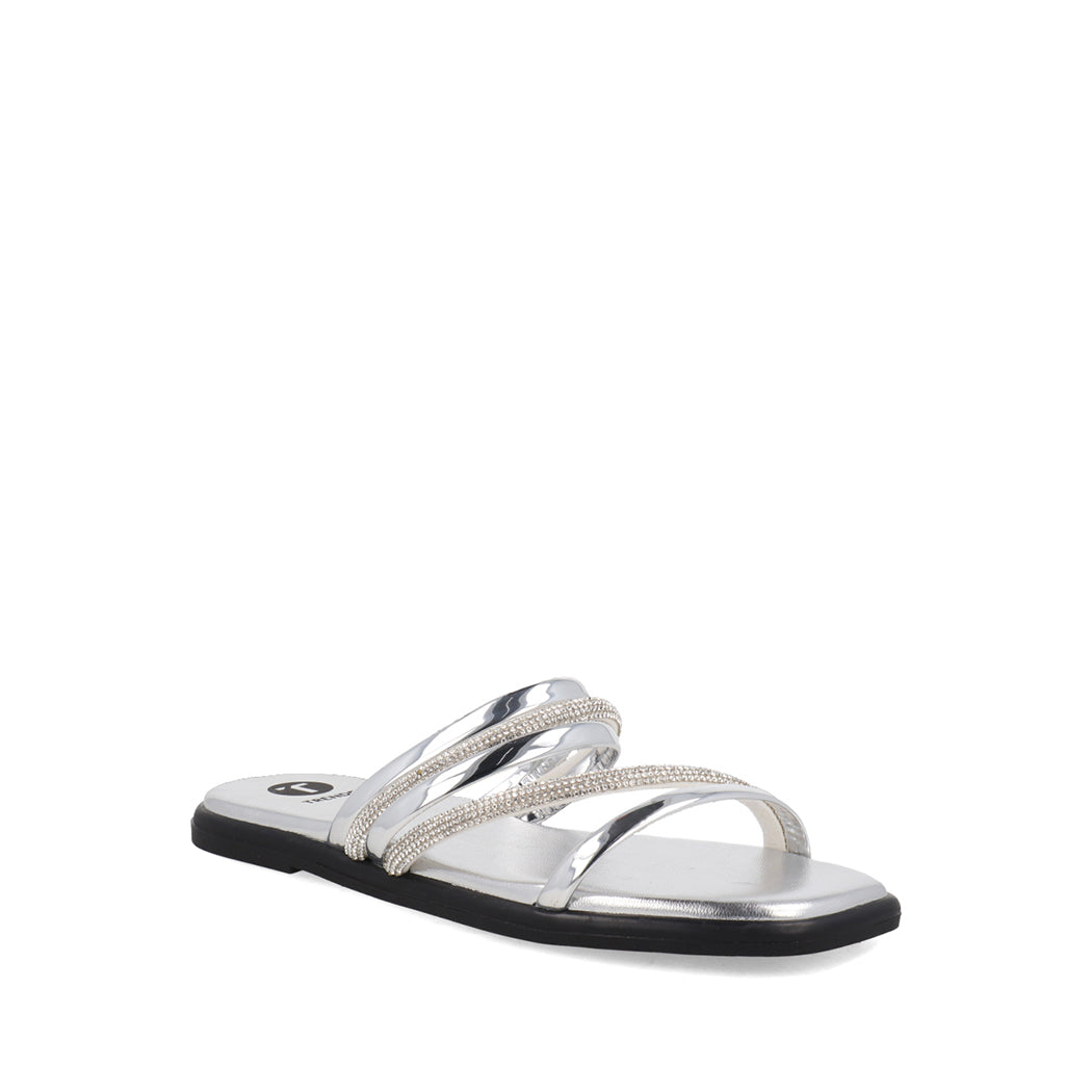 Sandalia Casual Trender color Plata para Mujer con Brillos