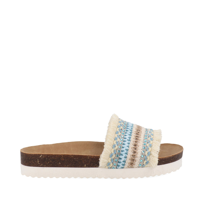 Sandalia Casual Trender color Azul con Beige para Mujer