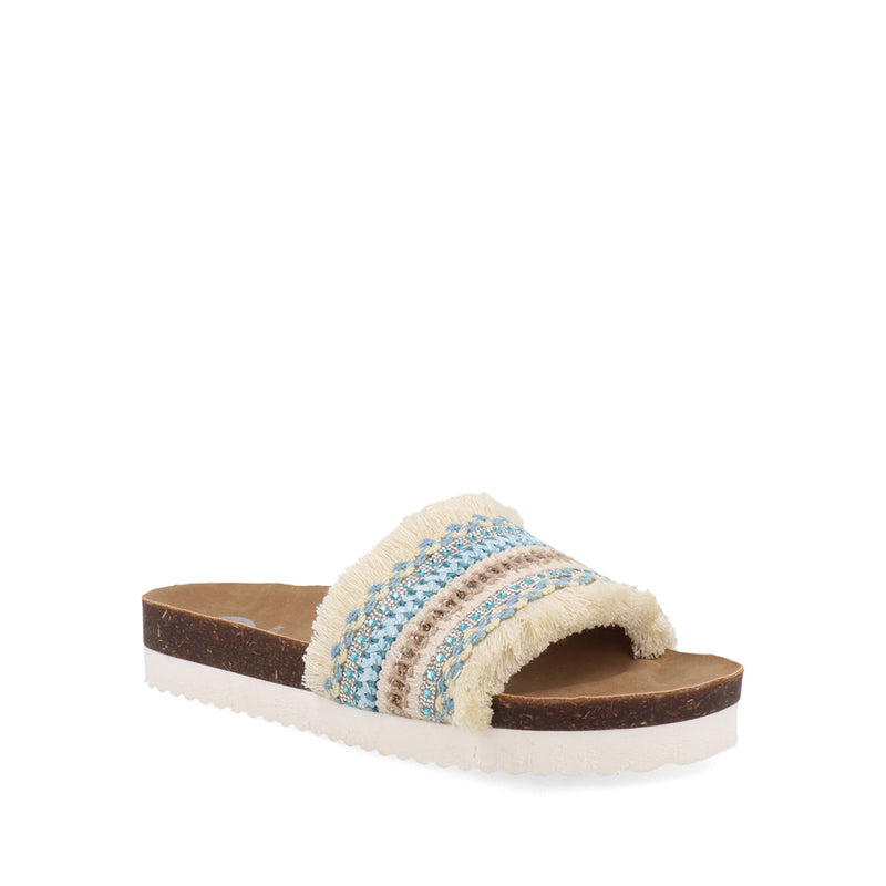 Sandalia Casual Trender color Azul con Beige para Mujer