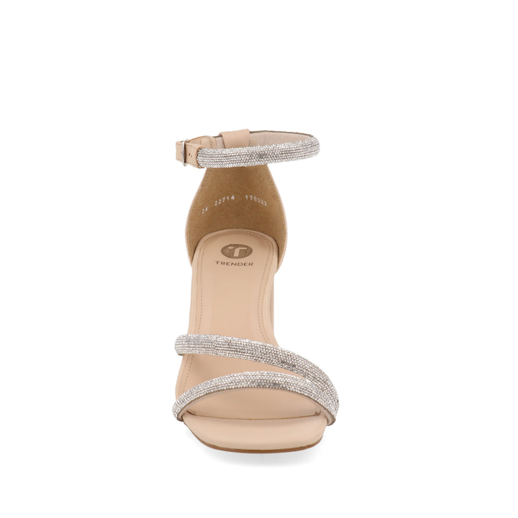 Sandalia de Tacón Trender color Beige decorada para Mujer