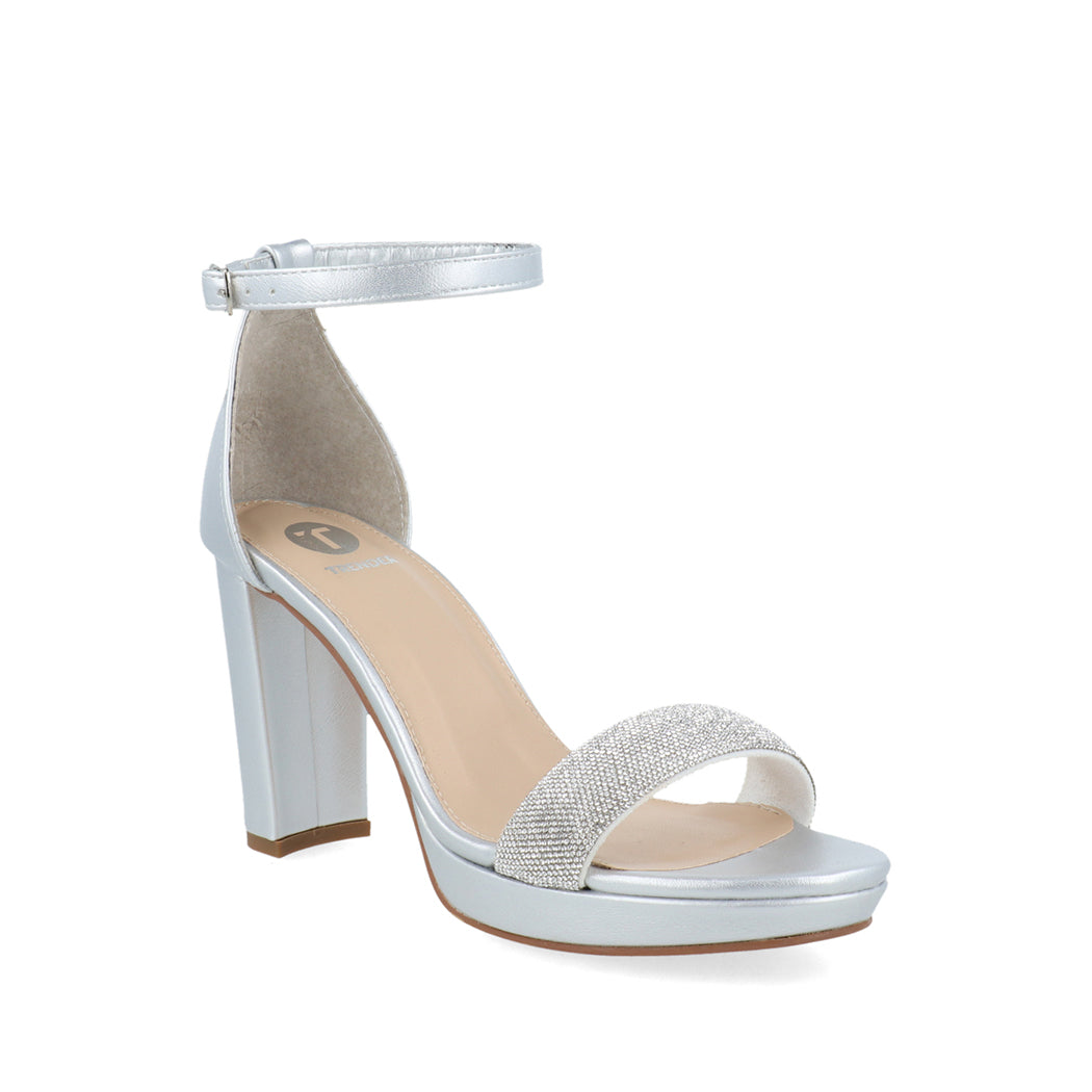 Zapatilla de Fiesta Trender color Plata para Mujer