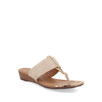 Sandalia Casual pata de gallo Trender color Beige para Mujer con aplicación Dorada
