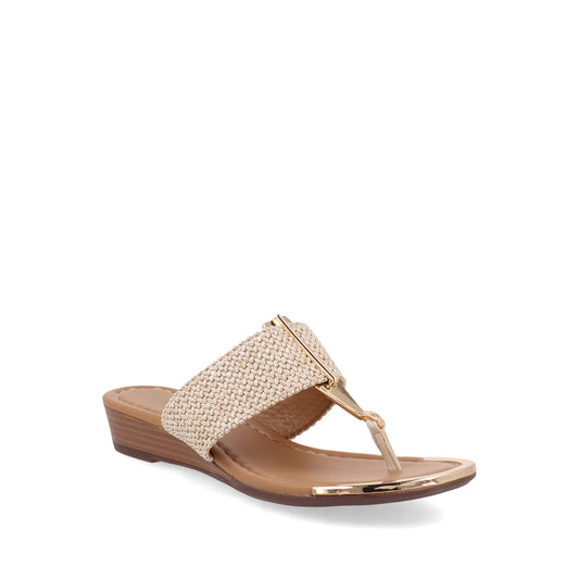 Sandalia Casual pata de gallo Trender color Beige para Mujer con aplicación Dorada