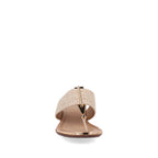 Sandalia Casual pata de gallo Trender color Beige para Mujer con aplicación Dorada