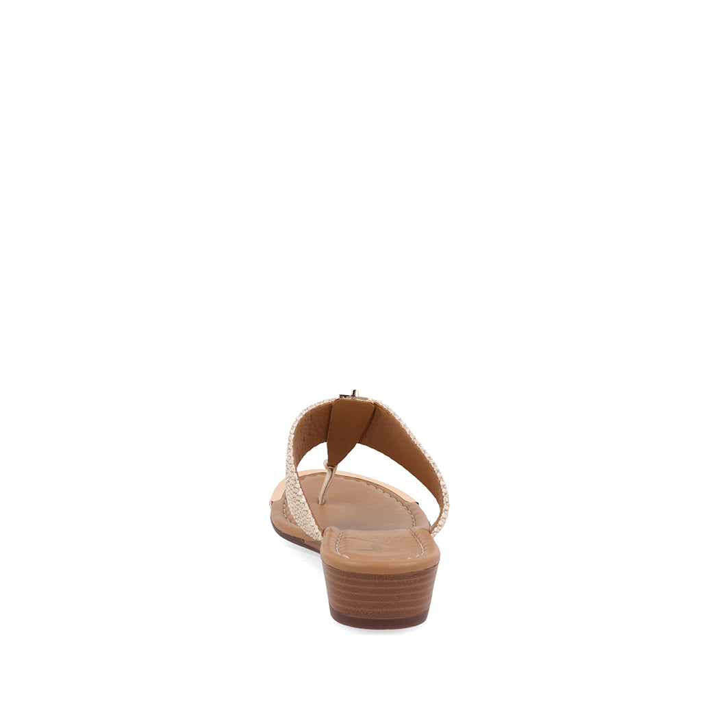 Sandalia Casual pata de gallo Trender color Beige para Mujer con aplicación Dorada