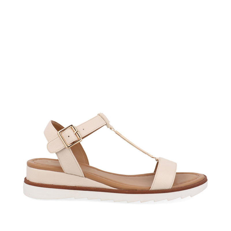 Sandalia Casual Trender color Hueso para Mujer