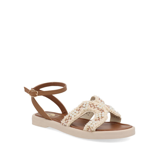 Sandalia Casual Trender color Latte para Mujer con pedreria