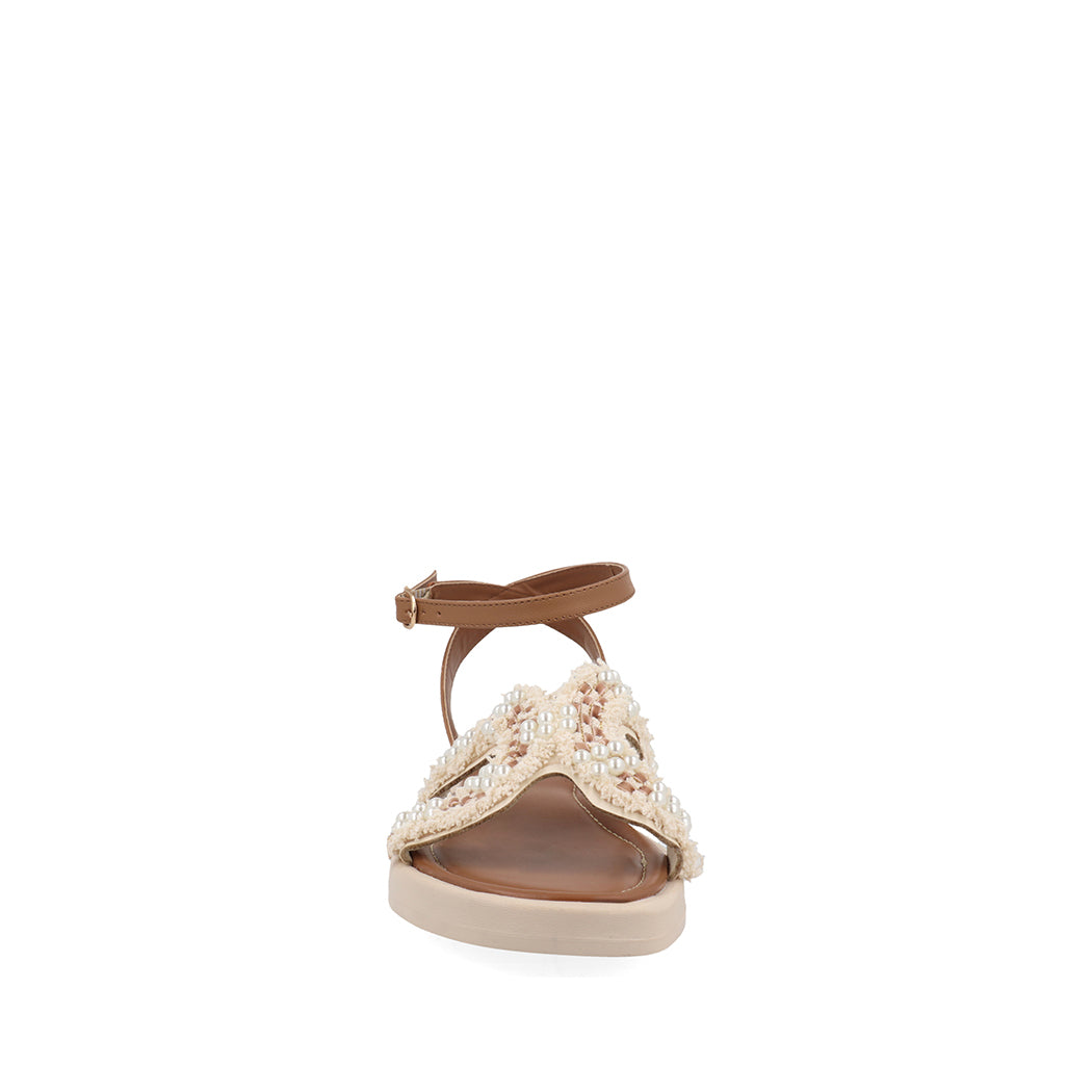 Sandalia Casual Trender color Latte para Mujer con pedreria