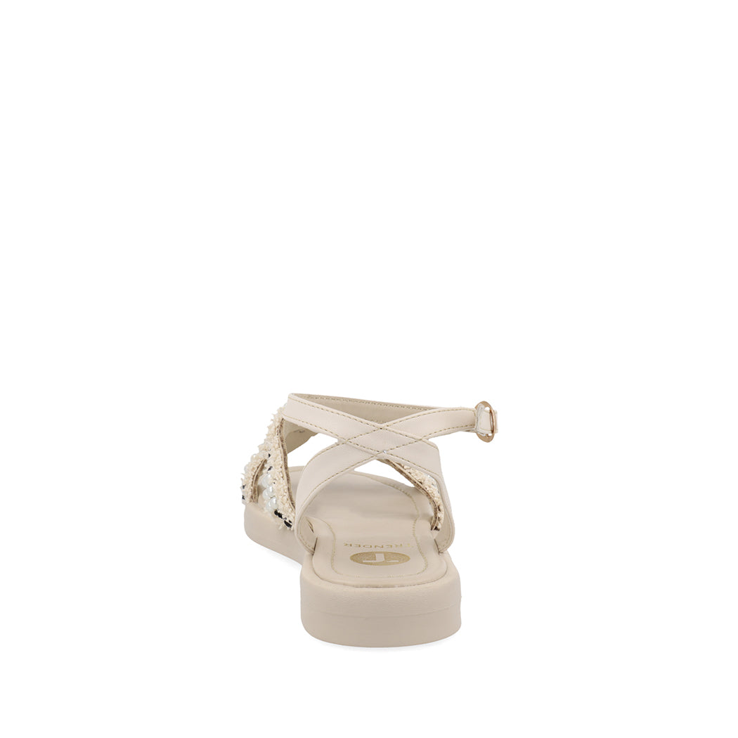 Sandalia Casual Trender color Latte para Mujer con pedreria