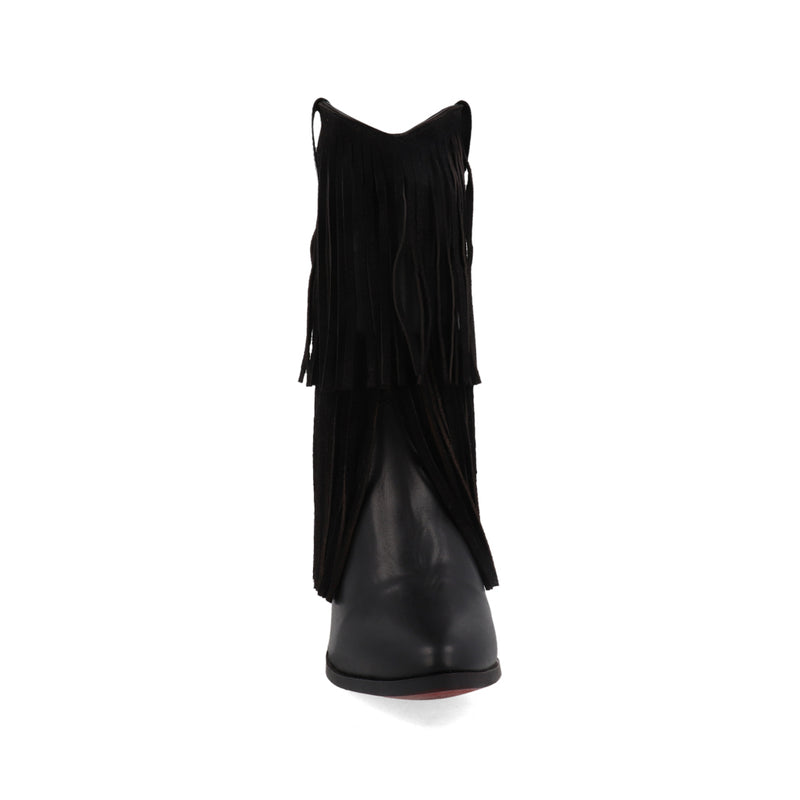Bota Casual Trender color Negro con flequillo para Mujer