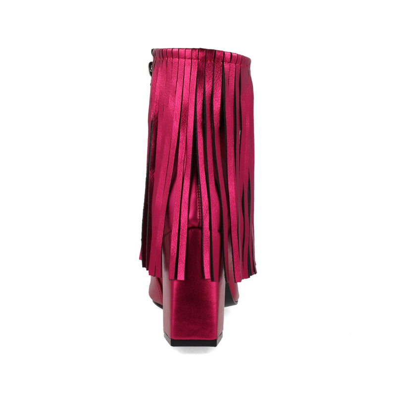 Botín de Tacón Trender color Rosa con Flequillo para Mujer