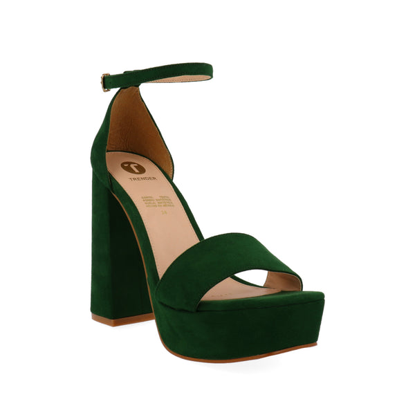 Sandalia tacón Trender color Verde para Mujer