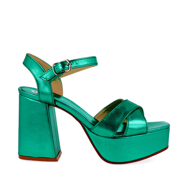 Sandalia de tacón color Verde para Mujer