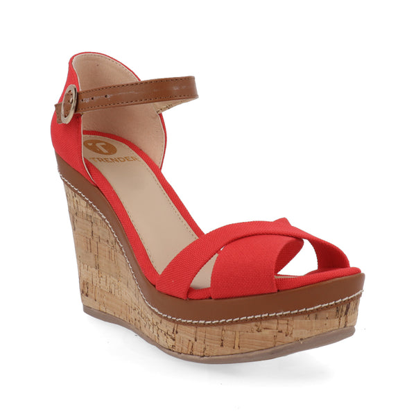Sandalia de Plataforma Trender Color Rojo para Mujer