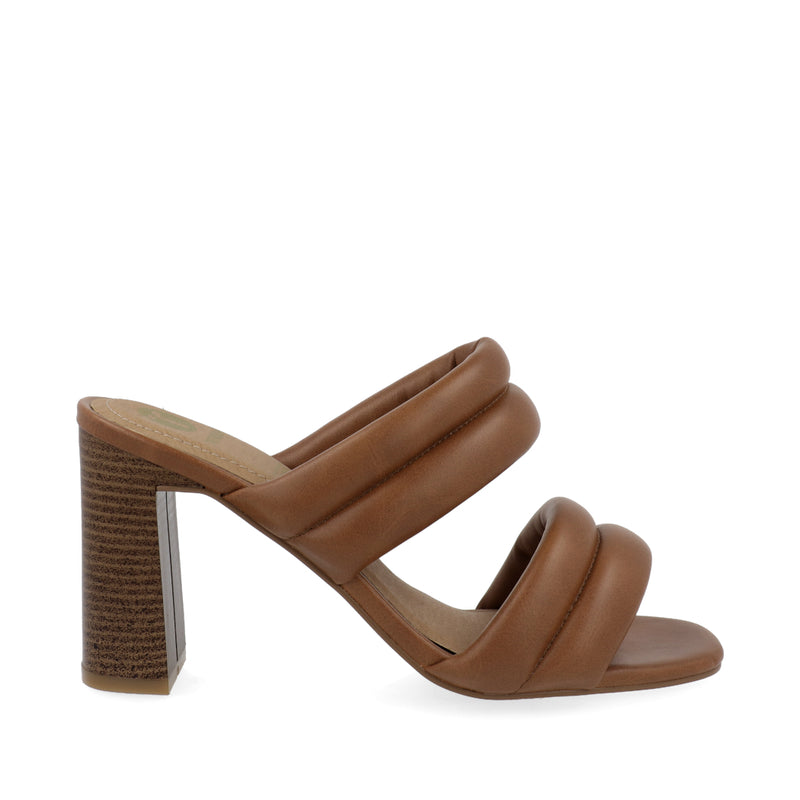 Sandalia de tacón Color Tan con Tacón Medio para Mujer