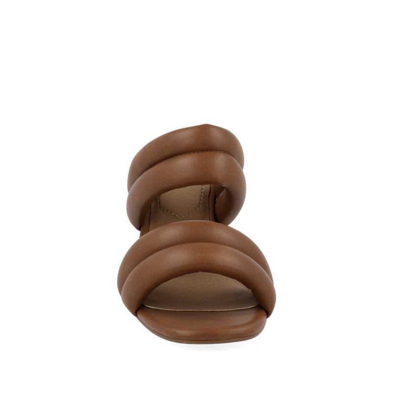 Sandalia de tacón Color Tan con Tacón Medio para Mujer