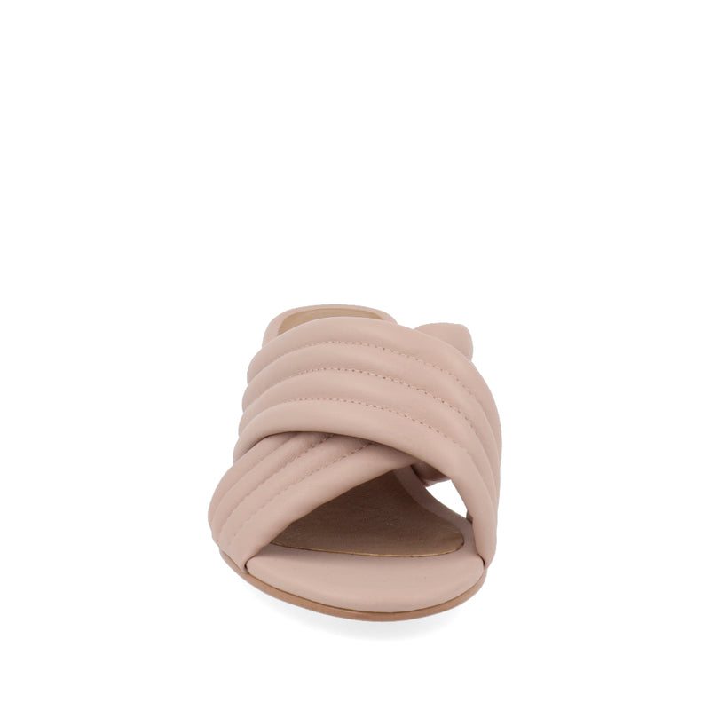 Sandalia Color Nutty con Tacón Bajo Grueso para Mujer