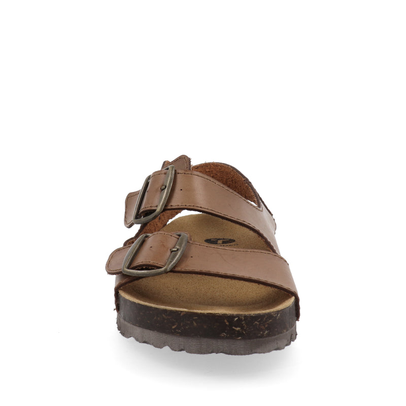 Sandalia Color Café con Broches Grandes para Hombre