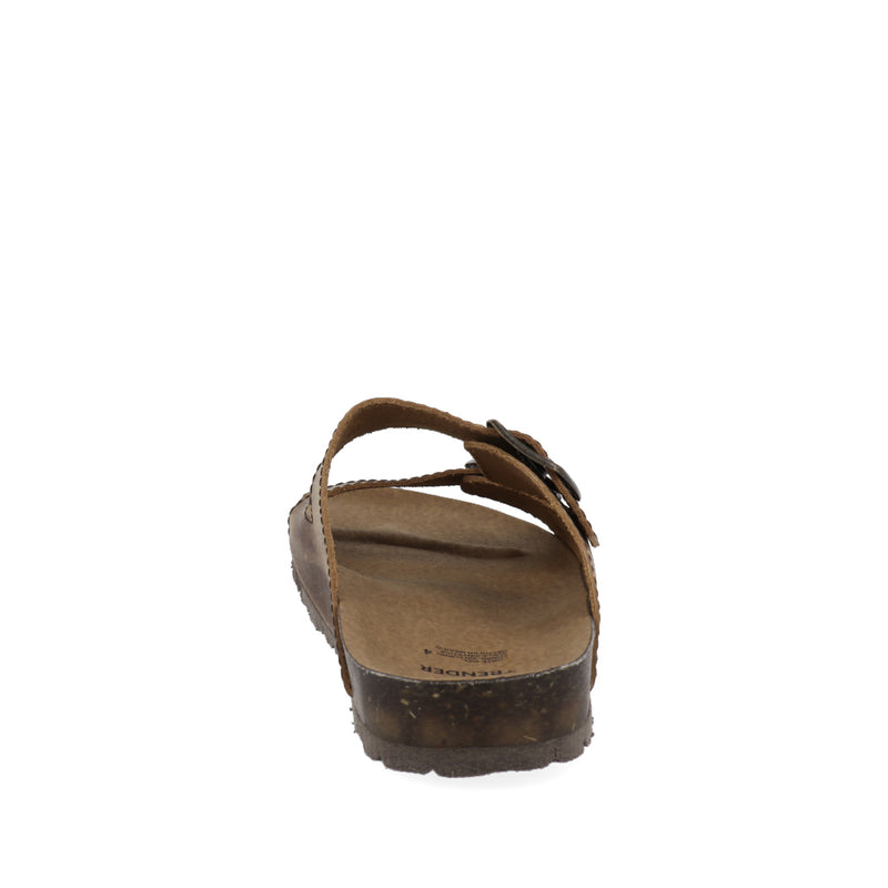 Sandalia de Piso Trender color Marrón fabricada en piel para Mujer