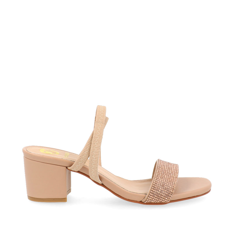 Sandalia de tacón bajo Trender Color Beige para Mujer