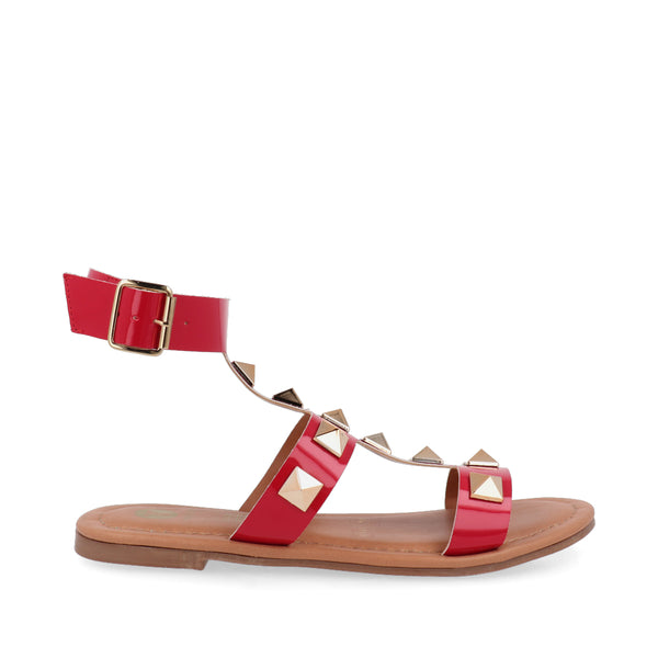 Sandalia de Piso Color Rojo con 2 Tiras y Pulsera para Mujer