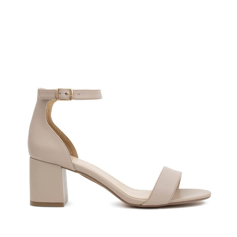 Beige Sandalias Tacon Cuadrado Bajo Tacón Bajo Tacones Color Hueso