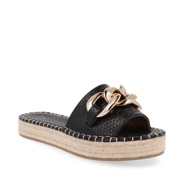 Alpargata Color Negro con Suela Tipo Yute y Detalle Al Frente para Mujer