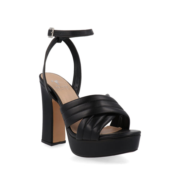Sandalia Color Negro con Correa Cruzada y Tacón Alto para Mujer