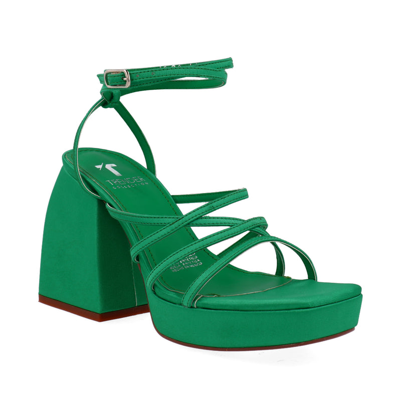 Sandalia de tacón color verde para Mujer